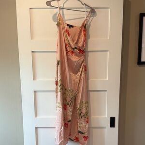 Lulus Floral Pink Silk  Dress